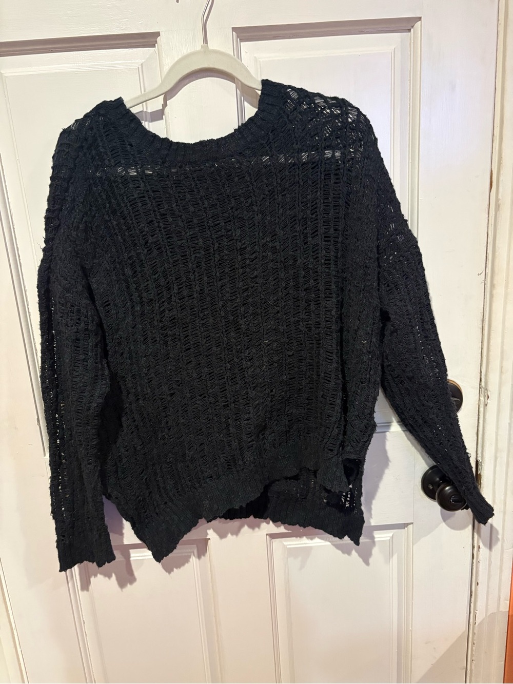 Volcom Black Open-Weave Crewneck Sweater